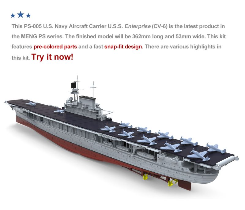 MENG U.S. Navy aircraft carrier Enterprise (CV-6) 1/700