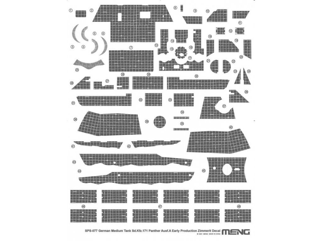 MENG Sd.Kfz.171 Panther Ausf A Early Decals (Zimmerit) - 3D decal set 1/35