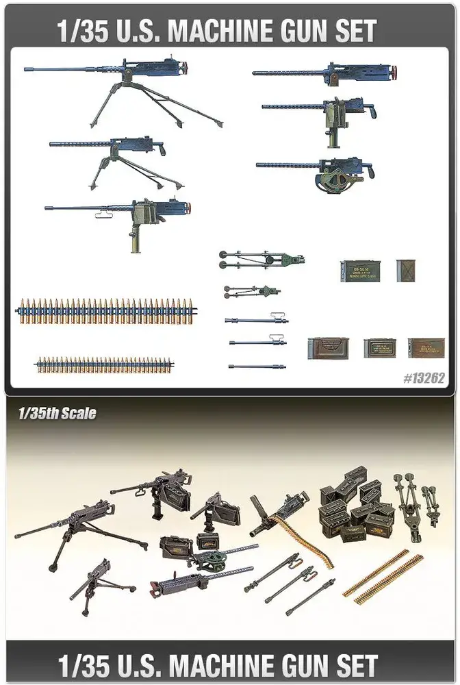 Academy US Machine Gun Set (Sada kulometů) 1/35