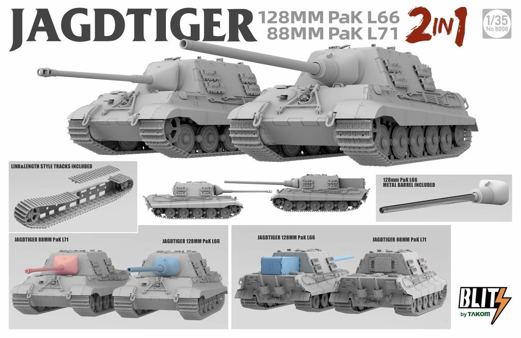 Takom Jagdtiger 128 mm Pak L66 & 88mm Pak L71 2 in 1 1/35