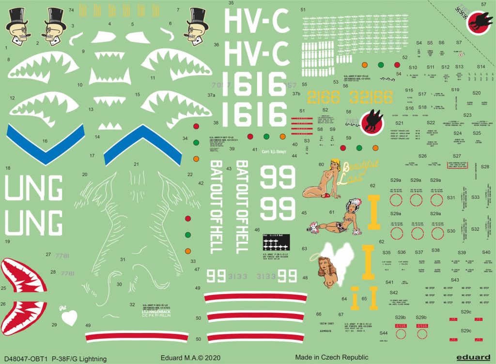 Eduard P-38F/ G - decal set 1/48
