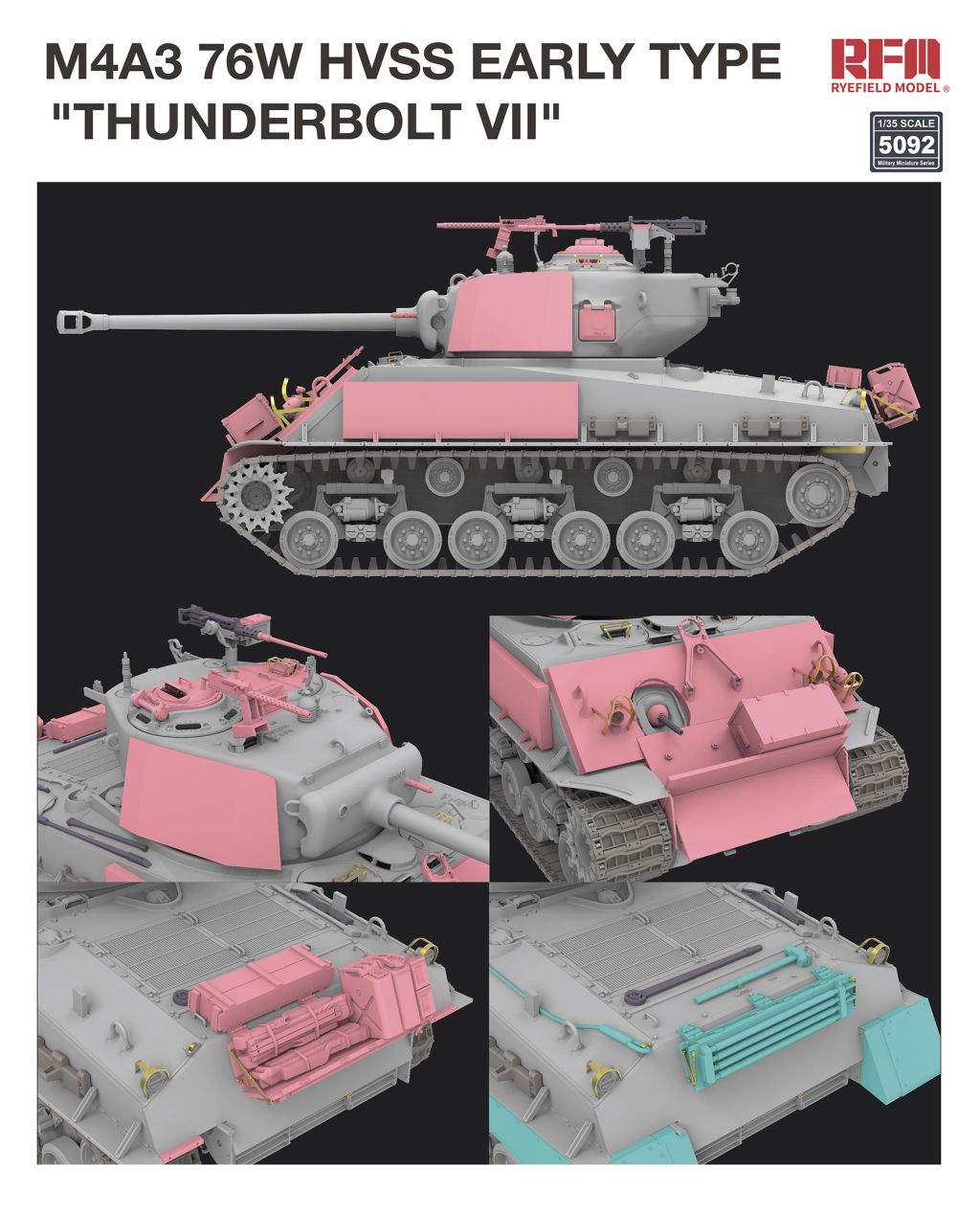RFM M4A3 76W HVSS Early Type ”Thunderbolt VII” 1/35