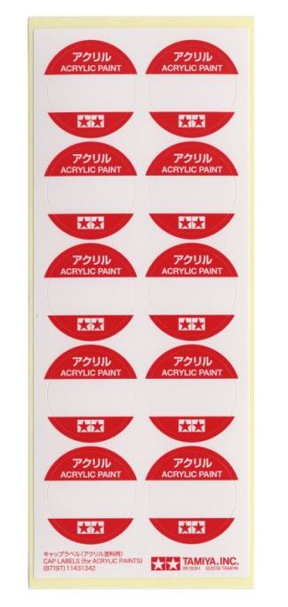 Tamiya Cap Labels (Acrylic Paints) / Polepy lahviček Tamiya - 30ks