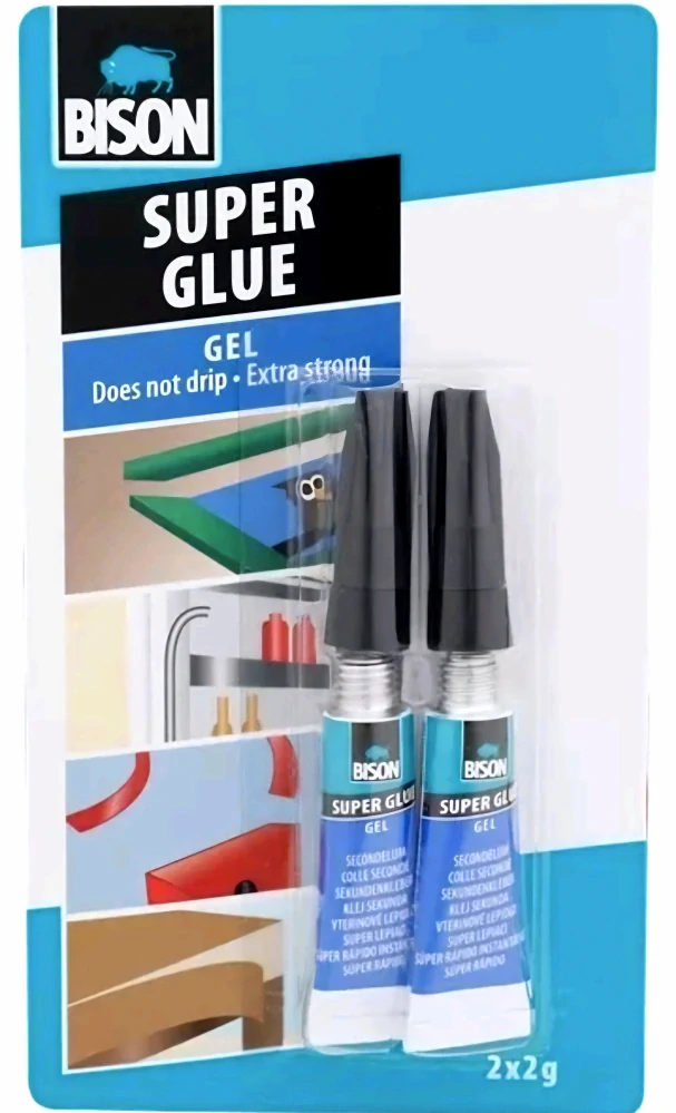 Bison Super Glue Gel - 2ks x 2g / 2x Gelové vteřinové lepidlo