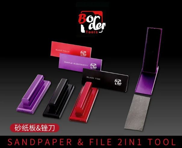 Border Model Grinding Plate & Sandpaper 2in1 Tool - Fine Grit (Purple) / Kovové brusné madlo (2 v 1 i pro brusný papír) - jemné