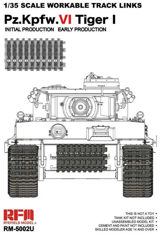 RFM Tiger I Workable Track Links for Pz.Kpfw.VI Tiger I Initial Production Early Production - pohyblivé pásy 1/35