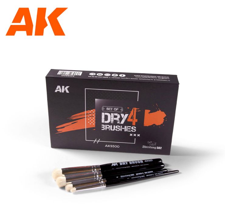 AK 4 Dry Brushes Set / Sada patinovacích štětců 4 v 1