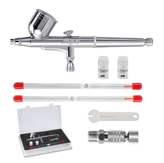 Sagud SD-130S Double Action Airbrush Set 0.2mm + 0.3mm + 0.5mm