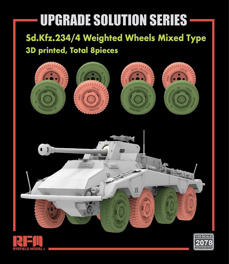 RFM Sd.Kfz.234/4 3D Printed wheels mixed type (Type A 4pcs + Type B) 1/35