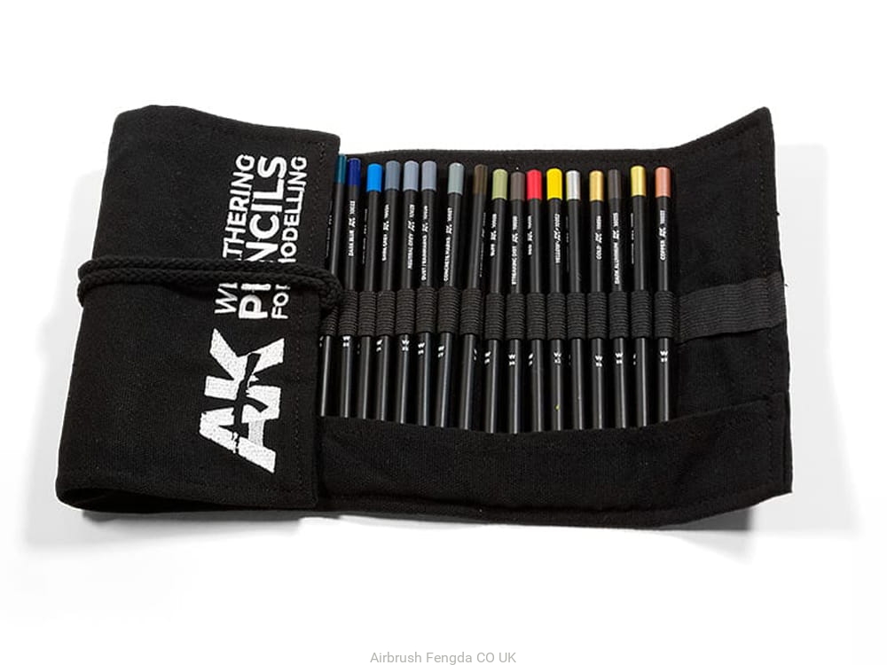 AK Weathering pencil full range cloth case / Kompletní set patinovacích akvarelových tužek (37ks)
