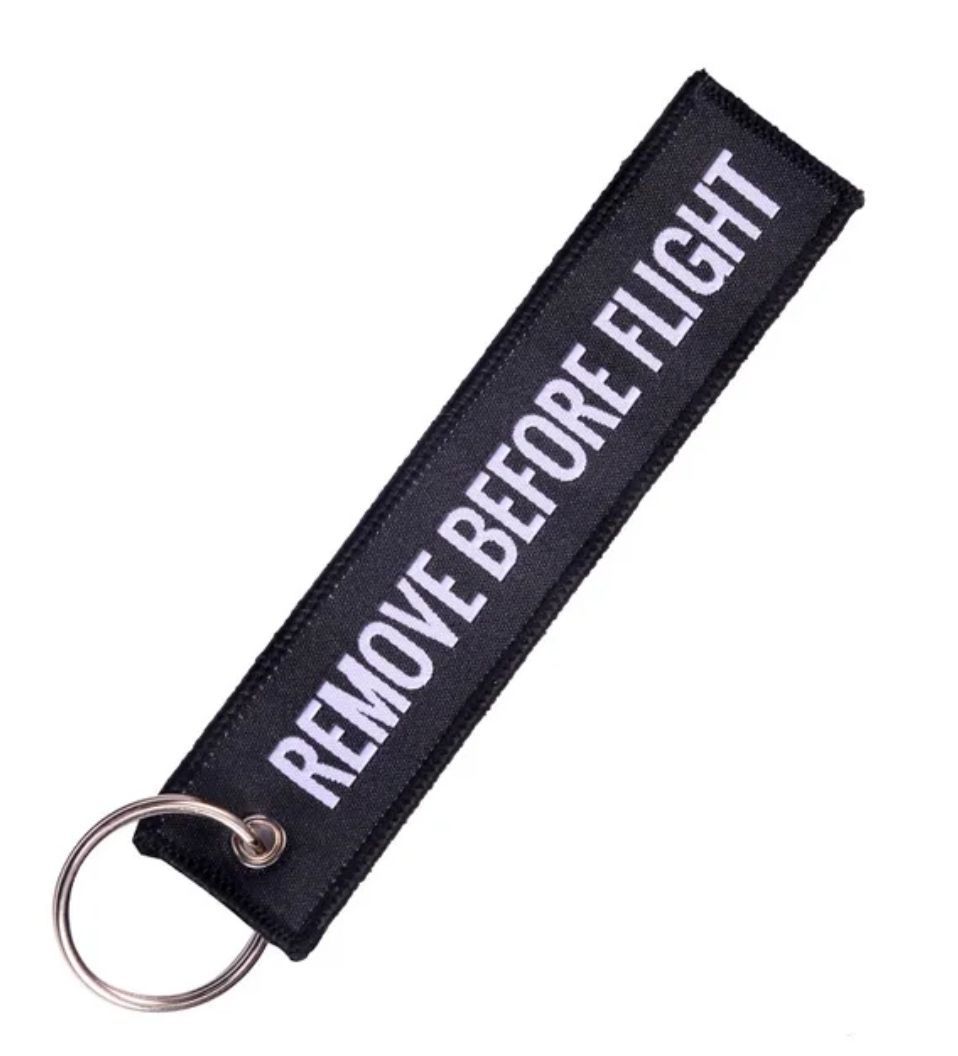 Klíčenka Remove Before Flight - Černá (Vyšívaná)