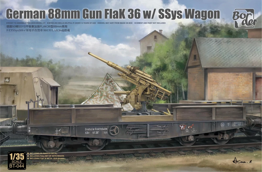 Border Model German 88mm Gun Flak 36 with SSys Wagon 1/35