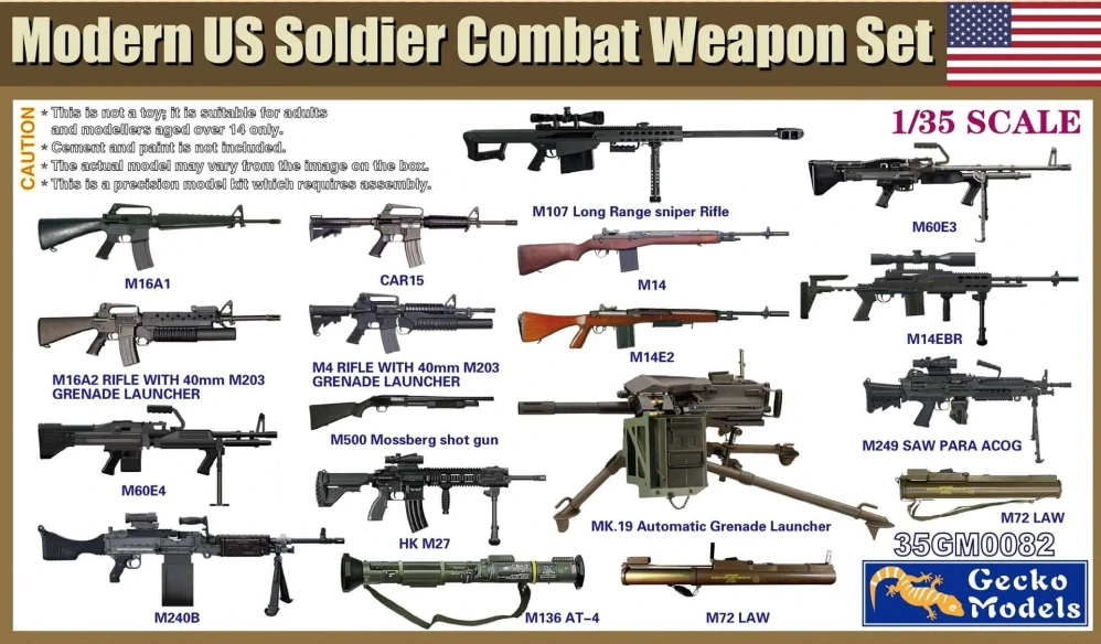 Gecko Models Modern US Soldier Combat Weapon Set 1/35