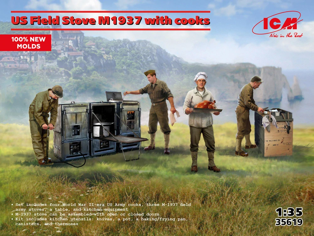 ICM US Field Stove M1937 with cooks (100% new molds) 1/35