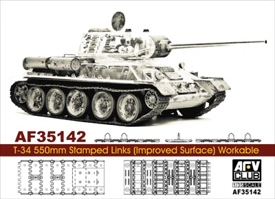 AFV Club Soviet T-34 550mm Stamped Links (Improved Surface) Workable - pohyblivé pásy 1/35