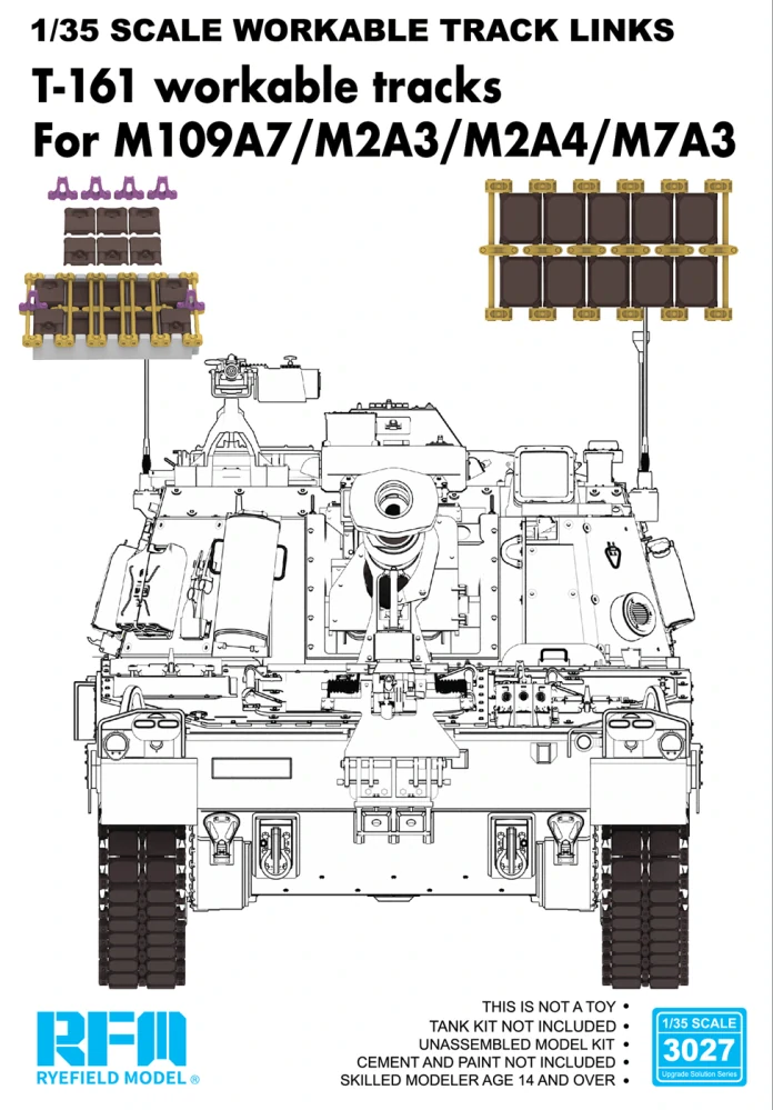 RFM T-161 workable tracks For M109A7/M2A3/M2A4/M7A3 (Plastic) - pohyblivé pásy 1/35