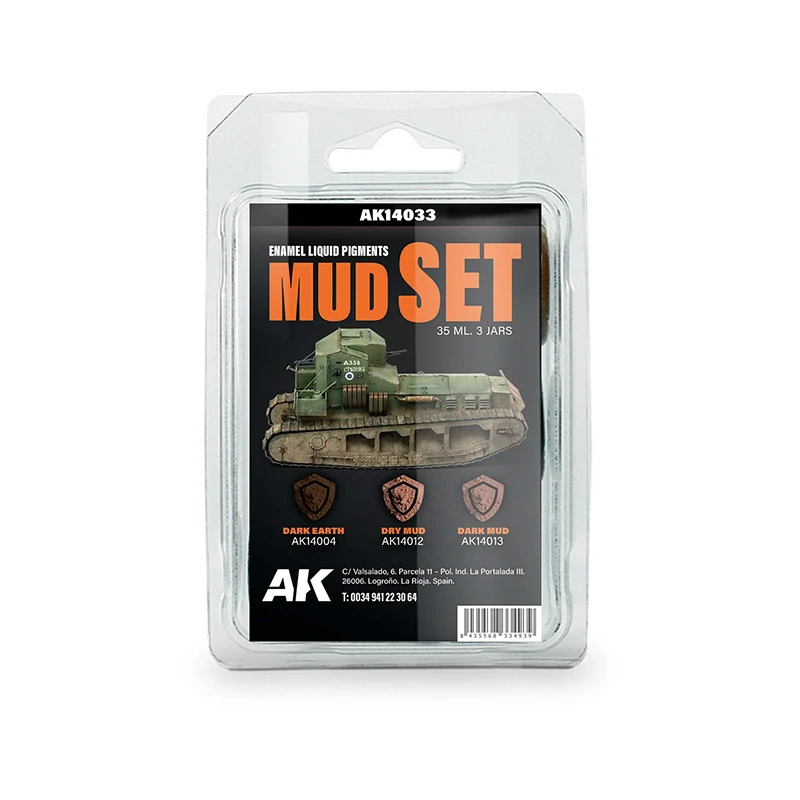 AK Mud Set - Enamel Liquid pigment - 3 x 35ml / Bahna