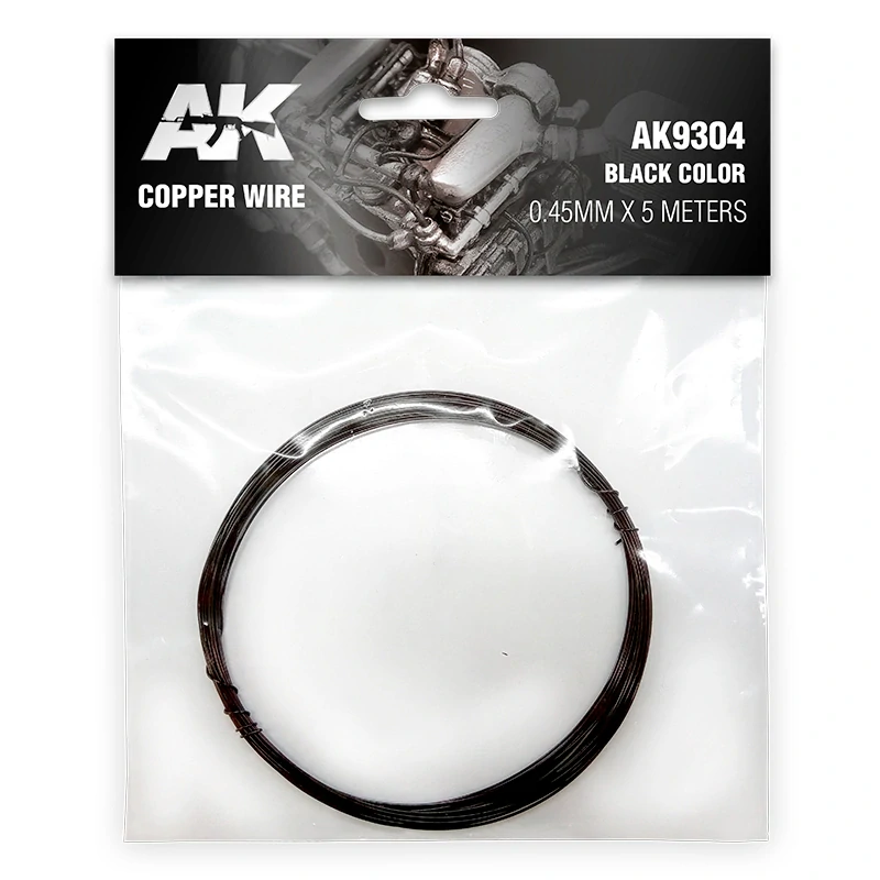AK Copper Wire 0.45mm ø X 5 Metres Black Color / Sada měděných vláken