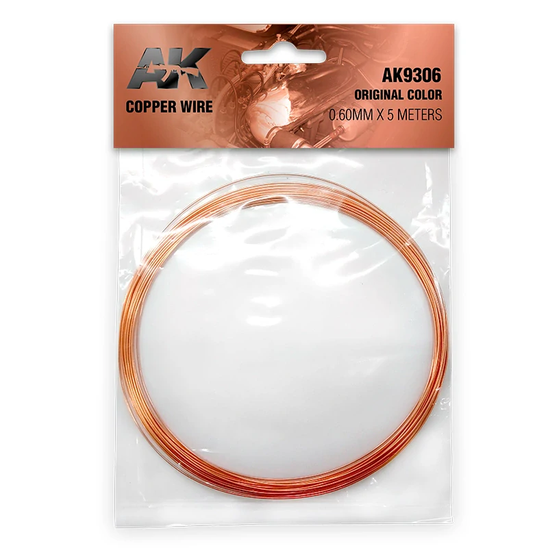 AK Copper Wire 0.6mm ø X 5 Metres Original Color / Sada měděných vláken
