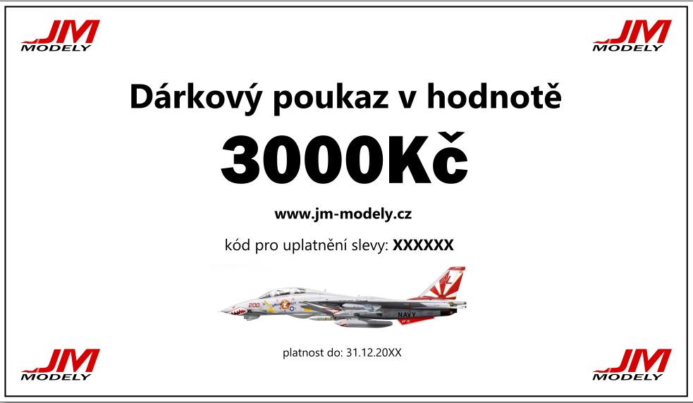 Dárkový poukaz na nákup na JM Modely v hodnotě 3000Kč