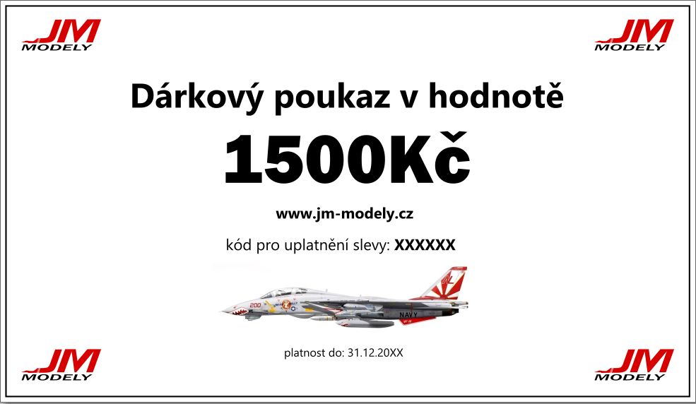 Dárkový poukaz na nákup na JM Modely v hodnotě 1500Kč
