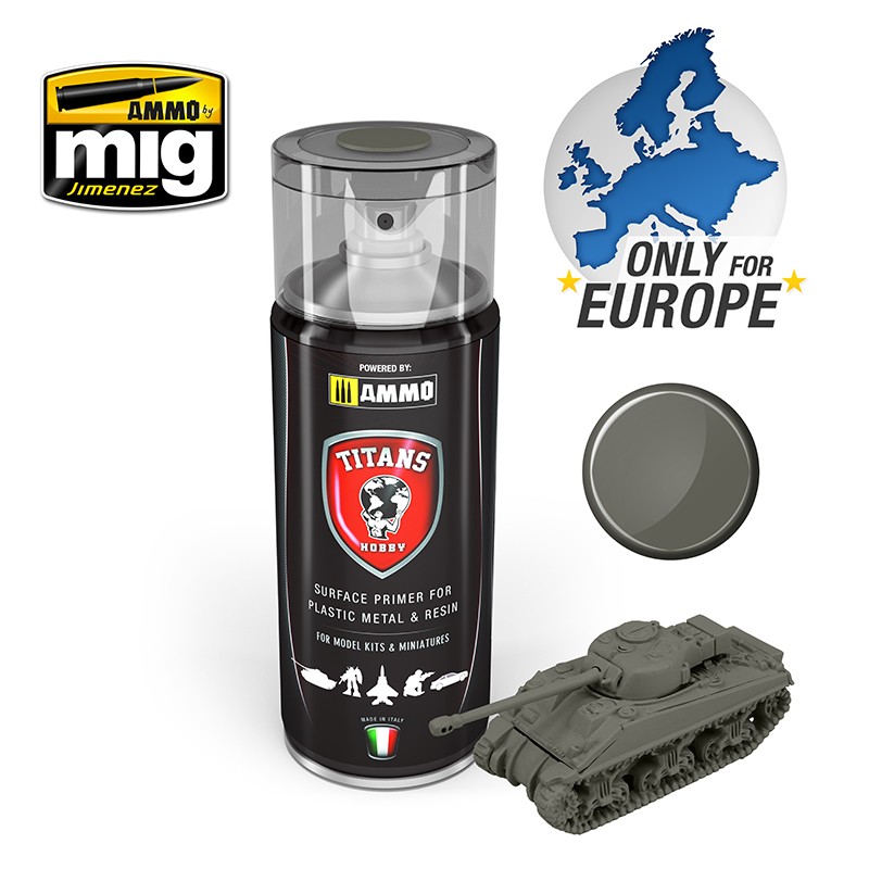 TITANS HOBBY German Field Grey Matt Primer - 400ml / Německá polní šedá základová