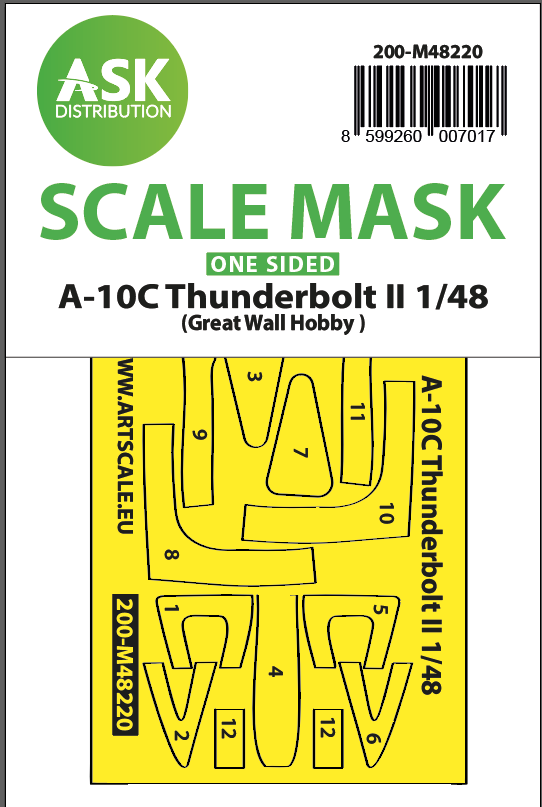 ASK A-10C Thunderbolt II one-sided express fit mask for GWH - Masky kabiny a podvozku 1/48