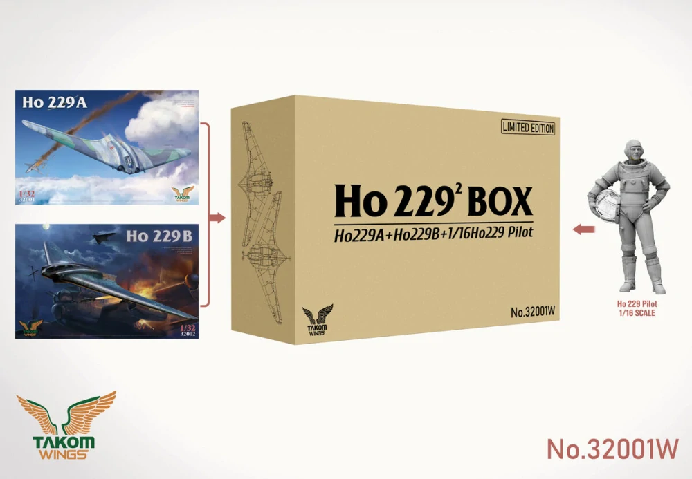 Takom Ho 229 BOX 2 Ho229A + Ho229B + 1/16 Ho229 Pilot-Limited 1/32