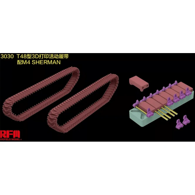 RFM M4 SHERMAN T-48 type workable tracks (3D PRINTED) - pohyblivé pásy 1/35