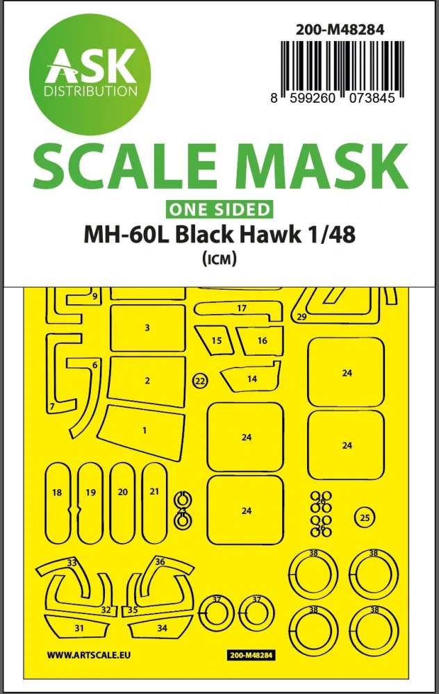 ASK MH-60L Black Hawk one-sided express fit mask for ICM - Masky kabiny a podvozku 1/48