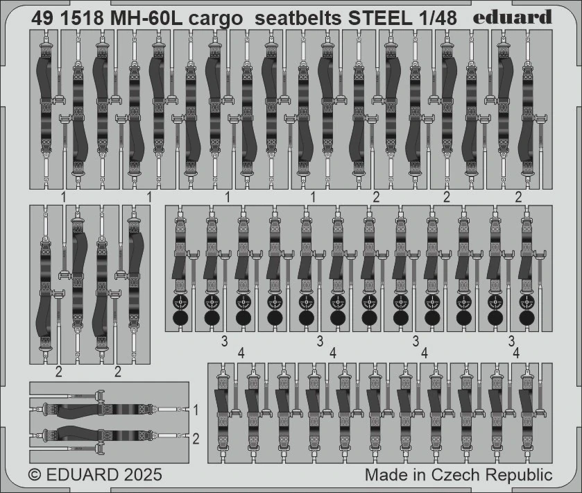 Eduard MH-60L cargo seatbelts STEEL (ICM) - detail set 1/48