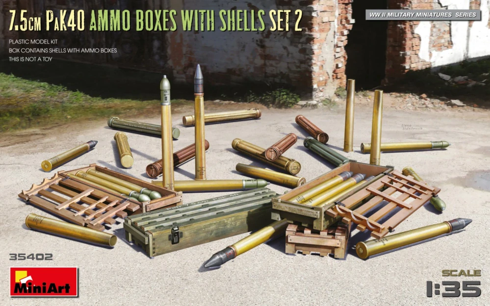 Miniart 7.5cm PaK40 Ammo Boxes w/Shells Set 2 1/35