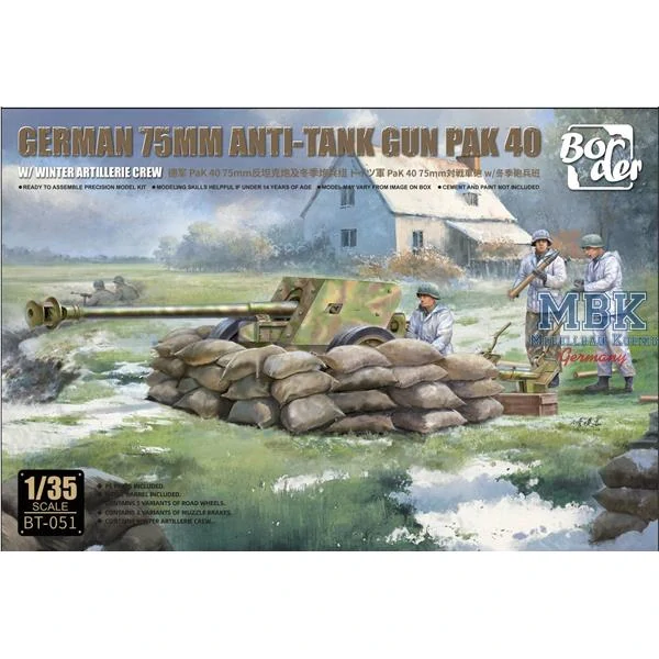 Border Model German 7,5cm Pak40 AT gun 1/35