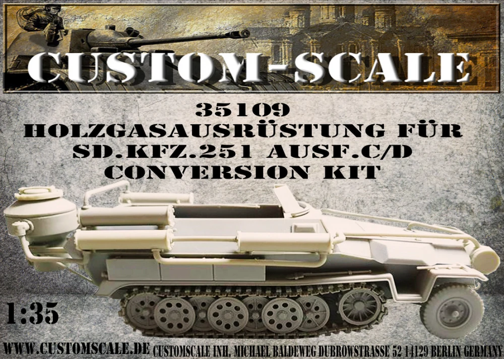 Custom scale Wood Gas Equipment For Sd.Kfz.251 Ausf. C/D Conversion Kit 1/35