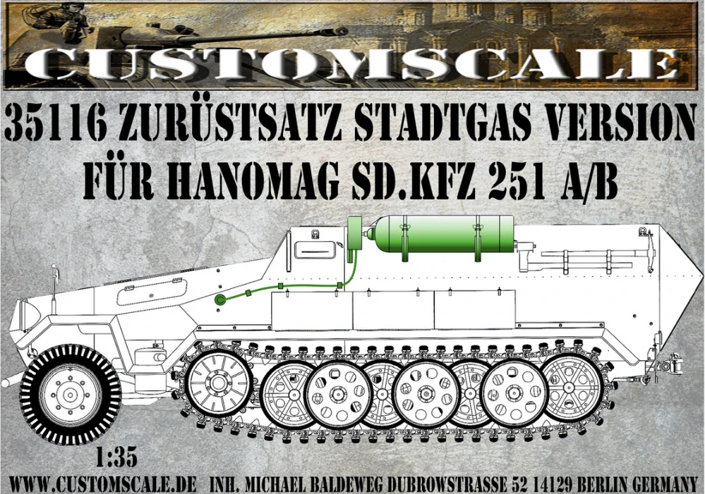 Custom scale Supplementary kit city gas version for Sd.Kfz. 251 A-B 1/35