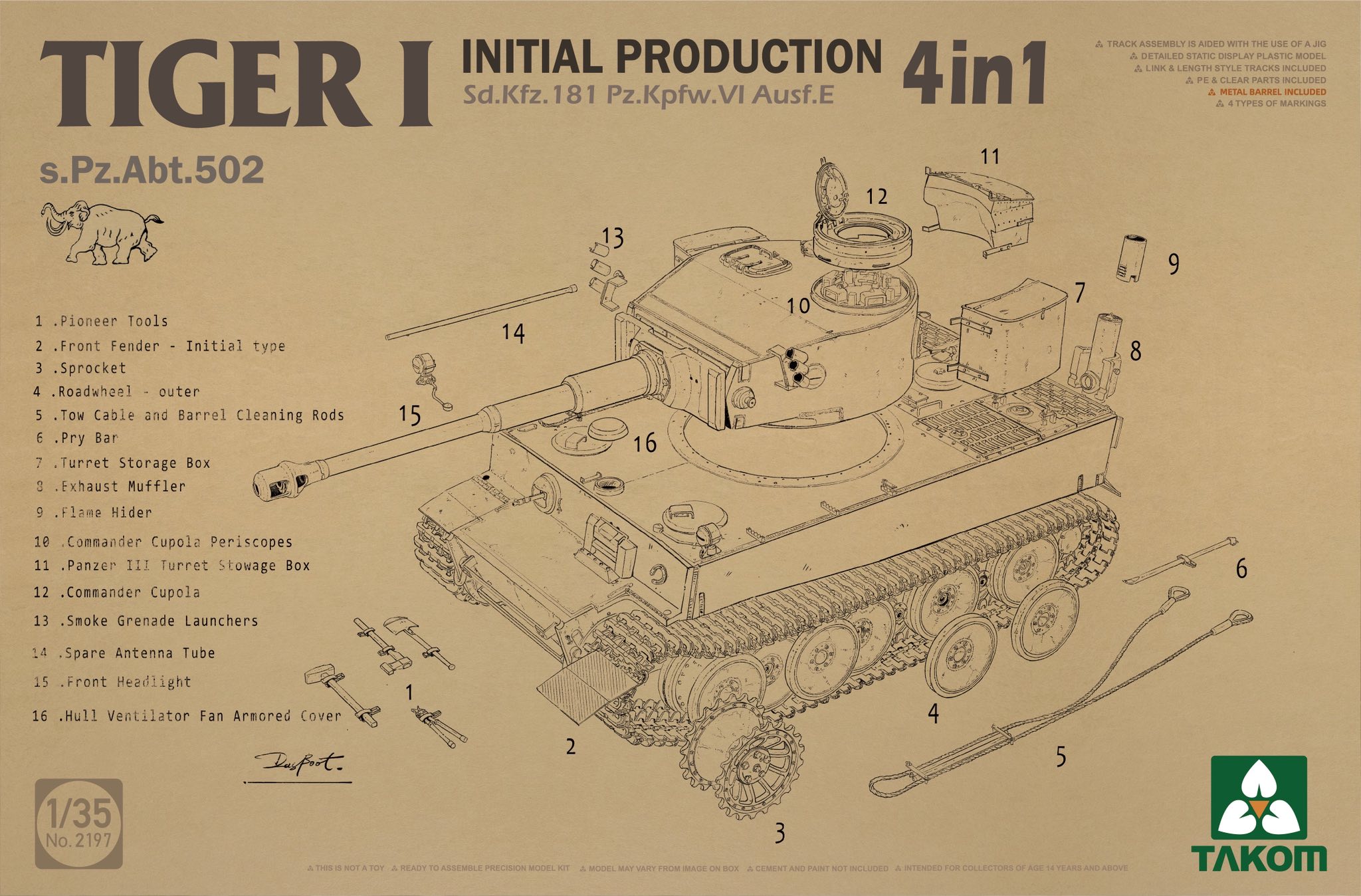 Takom Tiger I Initial Production 4 in 1 s.Pz.Abt. 502 1/35