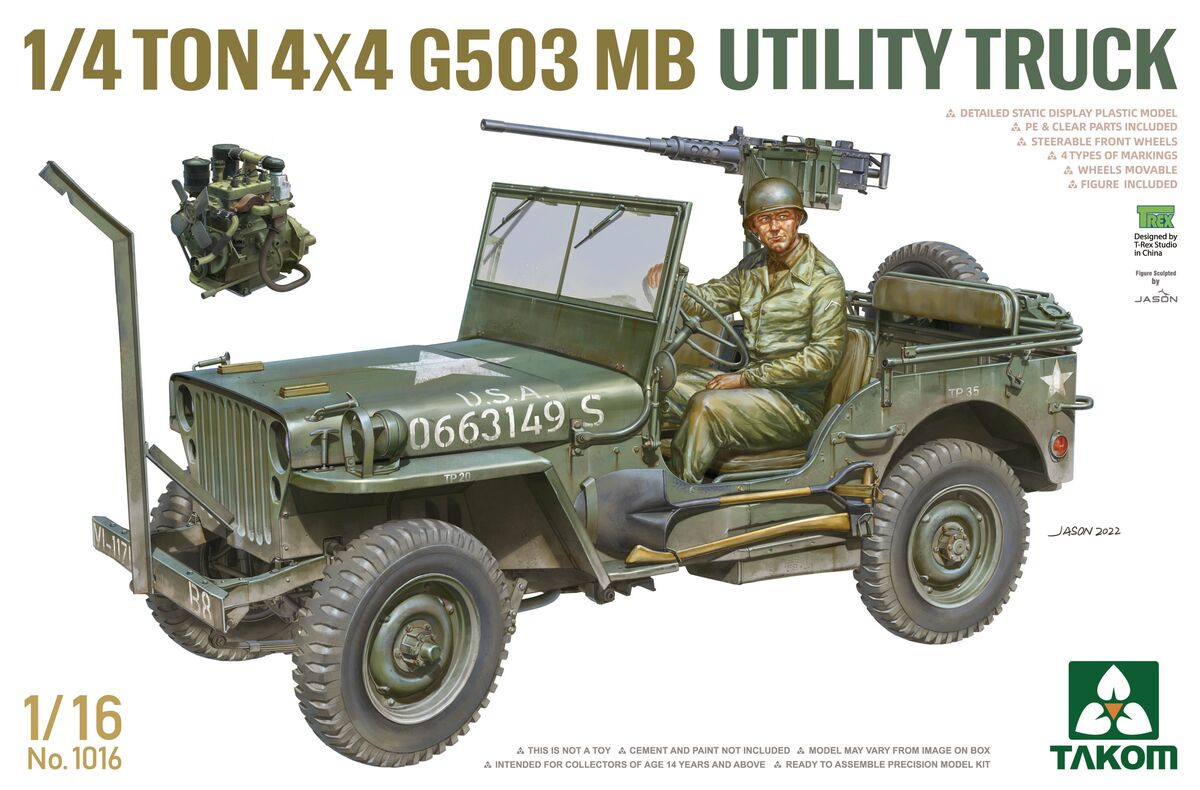 Takom ¼-ton 4×4 G503 MB Utility Truck (Jeep) 1/16