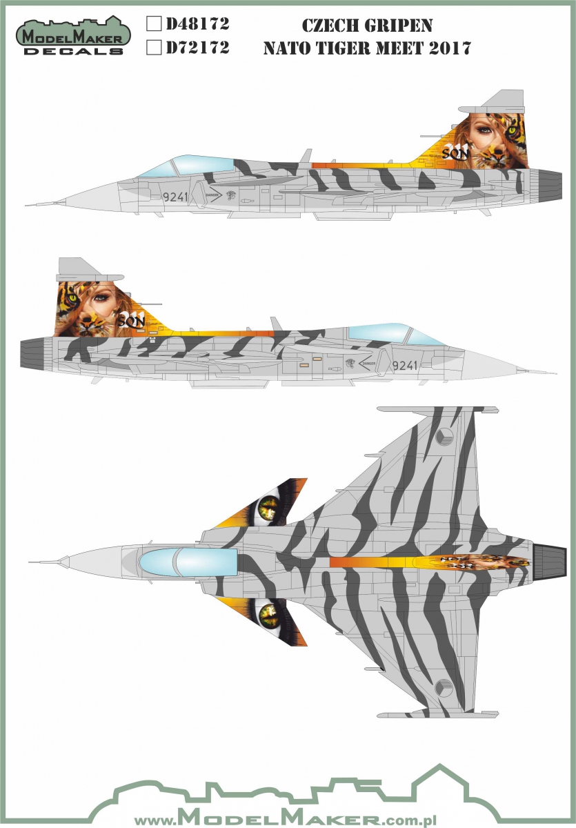 Model Maker Decals Czech Gripen Nato Tiger Meet 2017 - decal set (ČR) 1/48