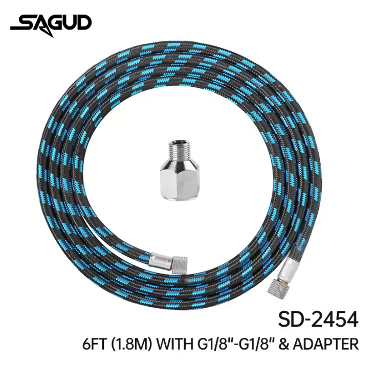Sagud Hadička k airbrush pistoli 2v1 1/8"- 1/8" + Redukce - 1/4" 1,8m - opletená