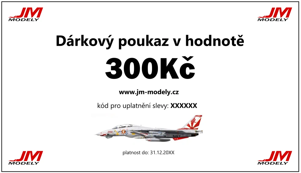 Dárkový poukaz na nákup na JM Modely v hodnotě 300Kč