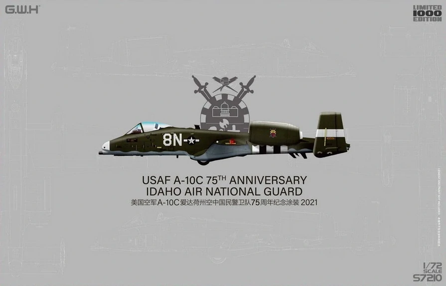 G.W.H USAF A-10C 75TH ANNIVERSARY IDAHO AIR NATIONAL GUARD 2021 Limited 1/72