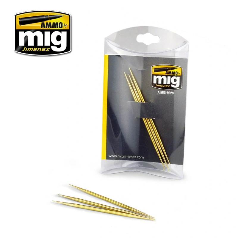 Ammo Mig Brass Toothpicks / Sada mosazných párátek 3v1 (pro sek. lepidlo a škrábance)