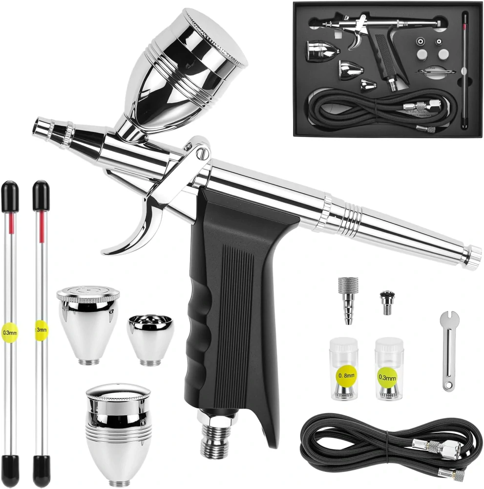 QWORK Double Action Airbrush 3v1 0,3mm + 0,5mm + 0,8 mm (Trigger type)