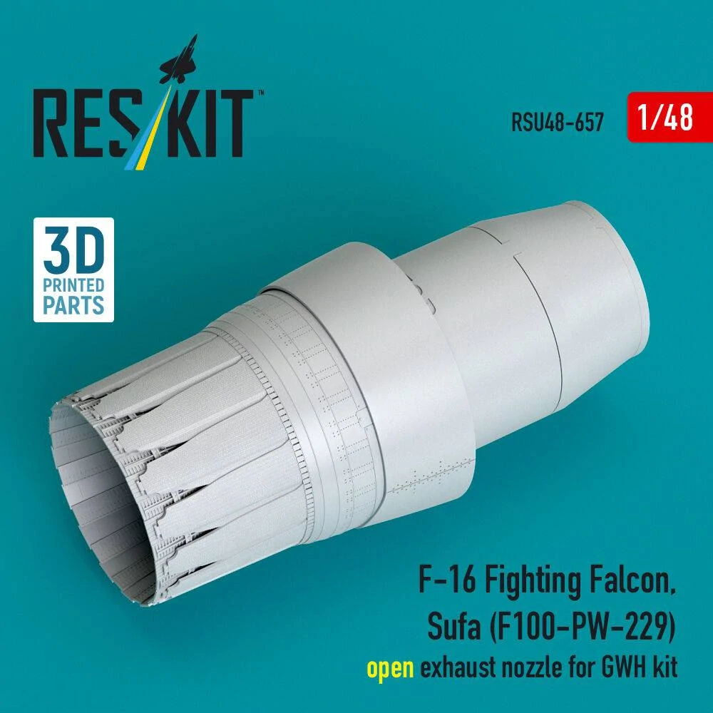 Reskit Lockheed Martin F-16 Fighting Falcon / Sufa - F100-PW-229 Open Exhaust Nozzle (for GWH Kits / 3D-Printed) 1/48