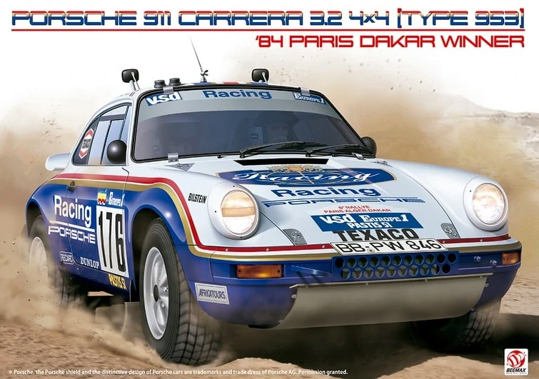 Beemax Porsche 911 Carrera 3.2 Paris Dakar Win. '84 1/24 (Předobjednávka říjen)