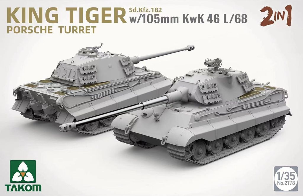 Takom King Tiger Porsche Turret w/105mm KwK 46 L/68 (2in1) 1/35