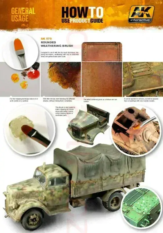 AK Rounded weathering brush / Patinovací štětec kulatý