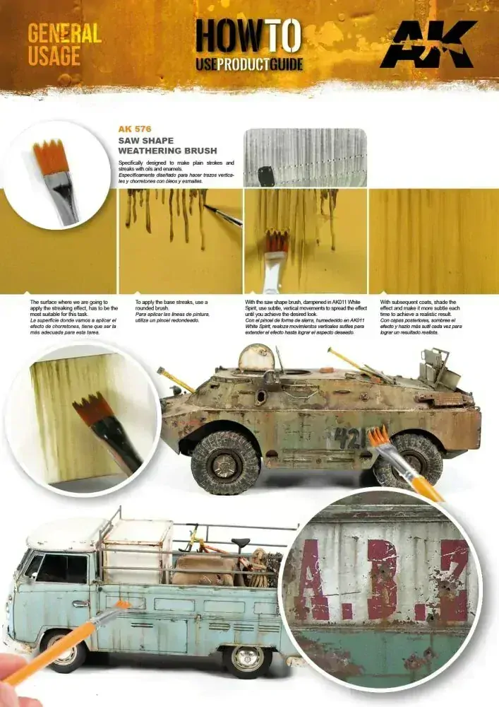 AK Saw shape weathering brush / Patinovací štětec pilový
