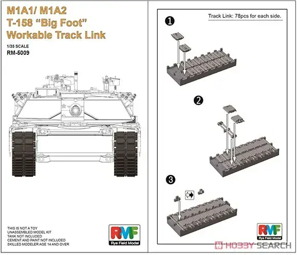 RFM M1A1/ M1A2 T-158 ”Big Foot” Workable Track Link - pohyblivé pásy 1/35