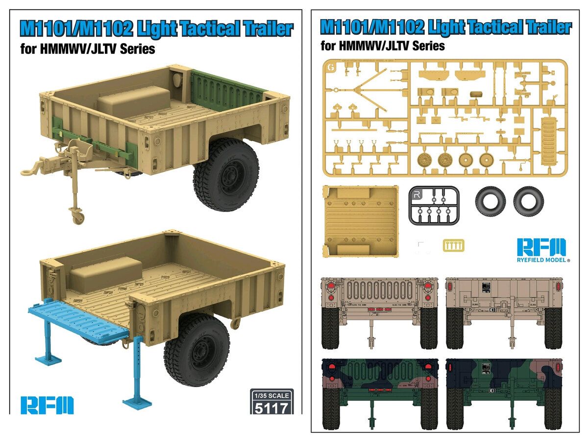 RFM M1101/M1102 Light Tactical Trailer for HMMWV/JLTV Series 1/35